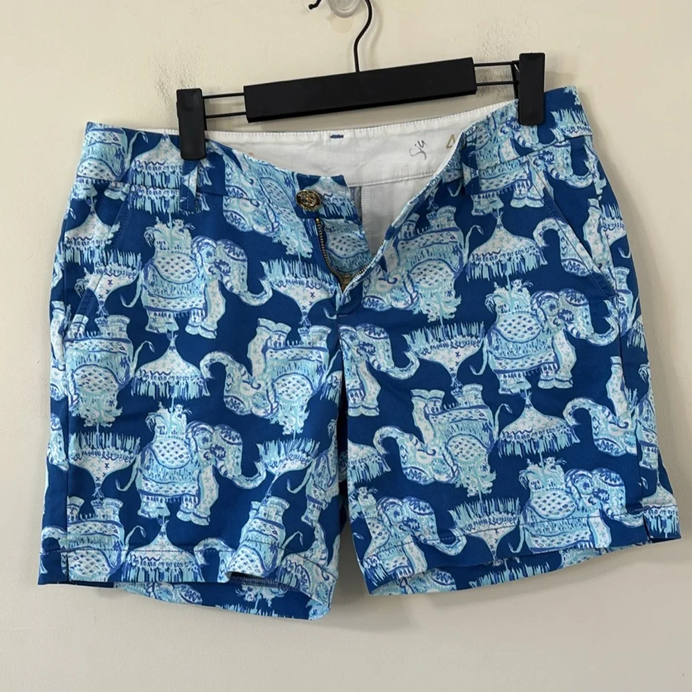 Lilly Pulitzer The Jayne Stretch Short 7” Inseam Deep Indigo Joy Ride Size 4 - Picture 5 of 9